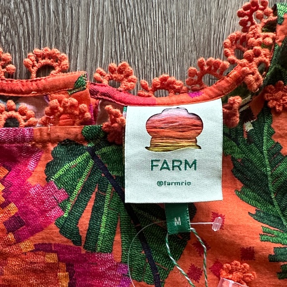 Farm Rio Blooming Garden Blouse Orange Floral Size Medium NWT Boho Top - Picture 4 of 9